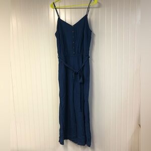 Becaal Blue Sleeveless V-Neck Jumpsuit Romper  Casual Resort Wear Large